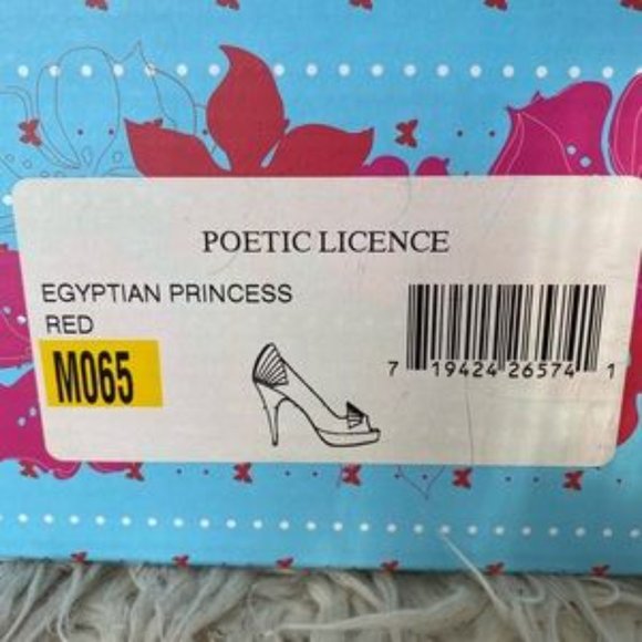 Poetic Licence London “Egyptian Princess” Red Metallic Peep Toe Pumps - Picture 16 of 16
